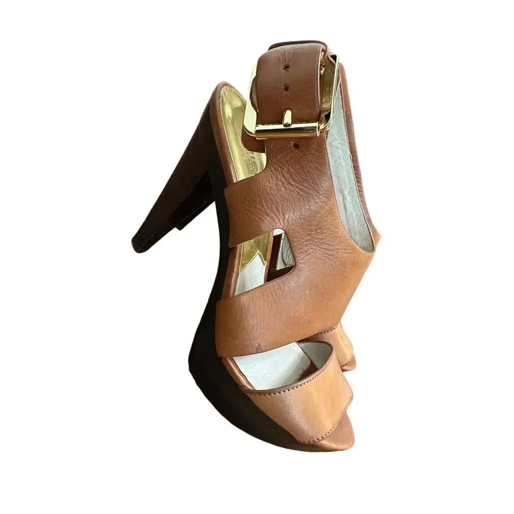 Michael by Michael Kors Leather Slingback Sandals Size 7.5 Multistrap Buckle